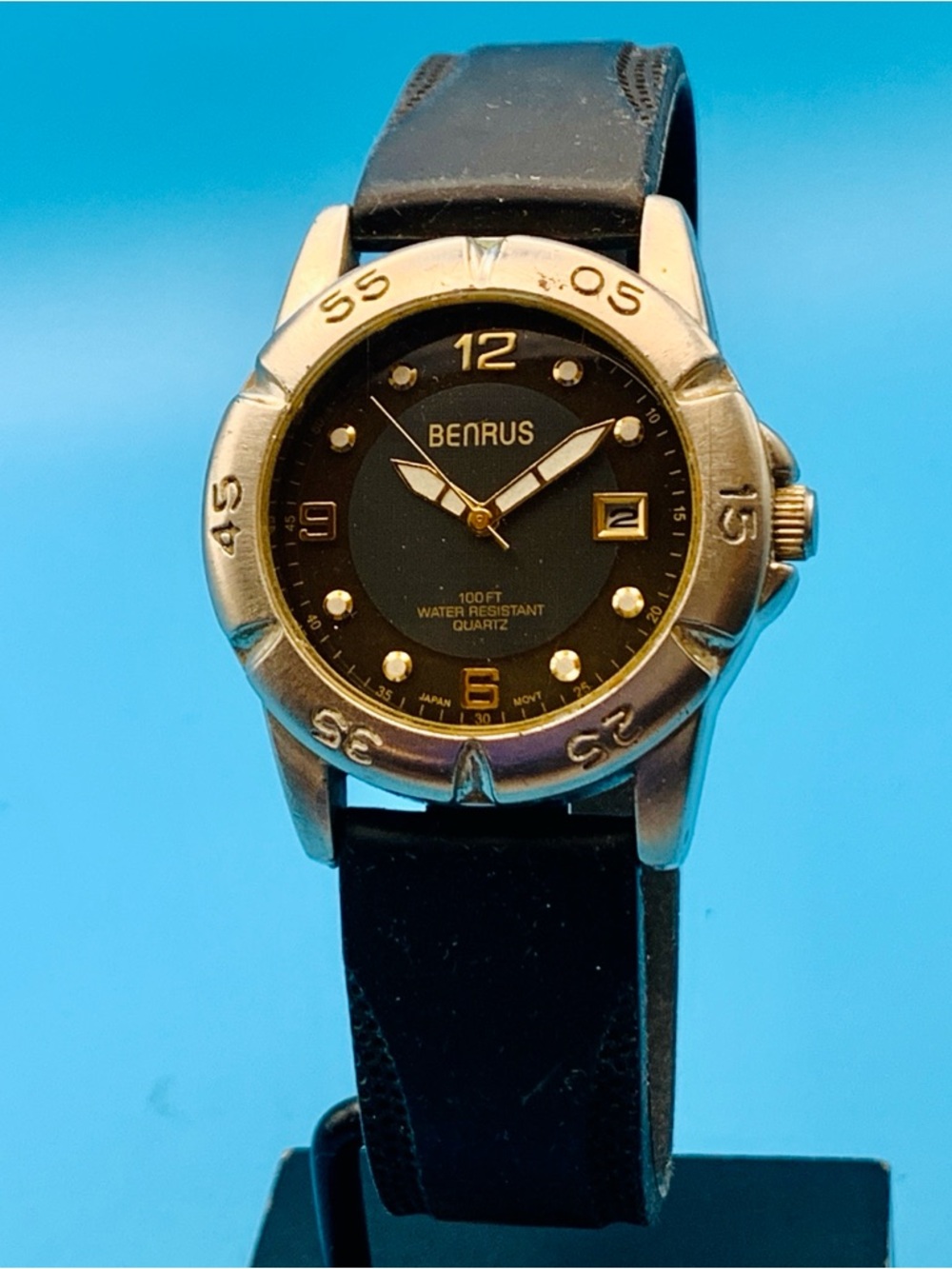 BENRUS BNW732 Men’s Vintage Wristwatch Backlight Japan Movt Works New Batt/Strap